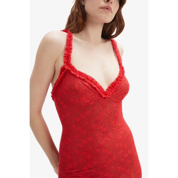 Bardot Alegra Stretch Lace Midi Dress in Fire Red 8 New Womens - Picture 11 of 15